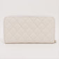 Chanel Matelasse Caviar Skin Zip Round Wallet White Gold Metal Fittings