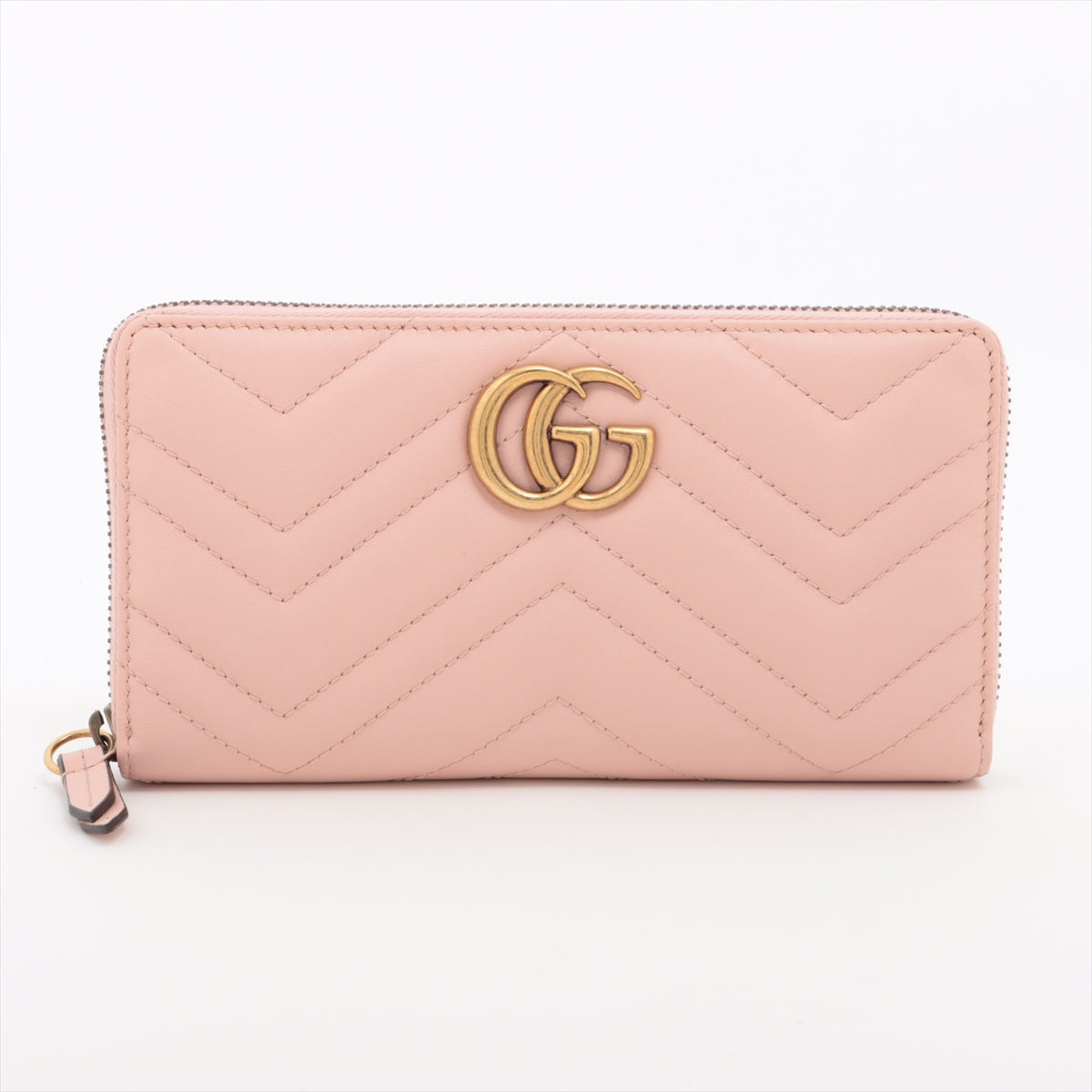 Gucci GG Marmont 443123 Leather Zip Round Wallet Pink