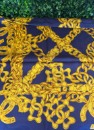 Chanel navy silk scarf with gold CC design 112238