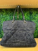 Chanel large denim tote bag with grey interior