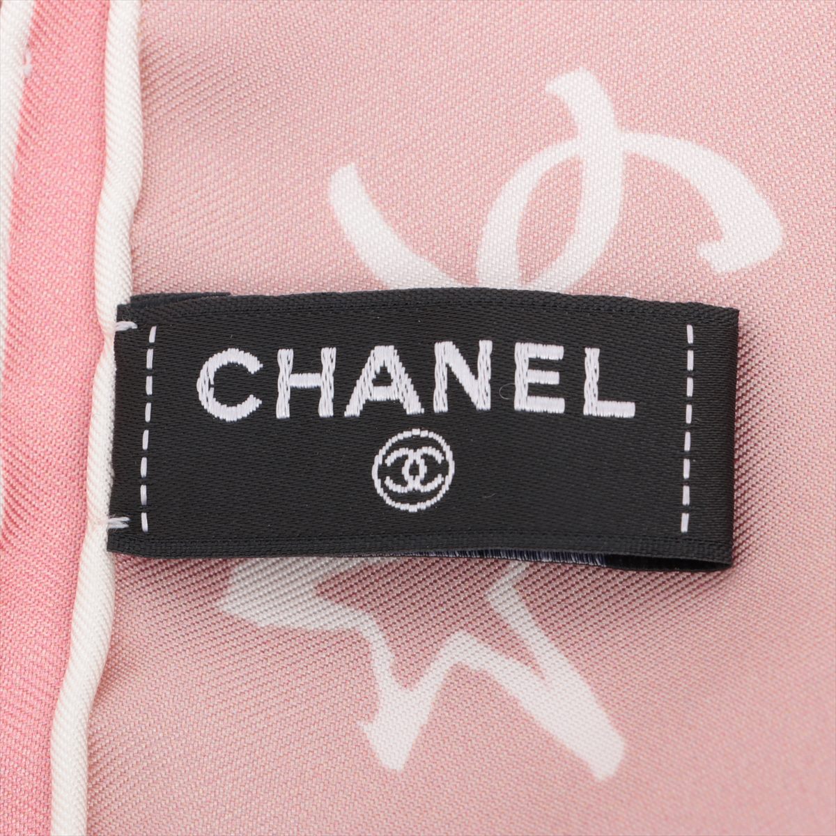 Chanel Coco Mark Star 22C Scarf Silk Pink Tsure